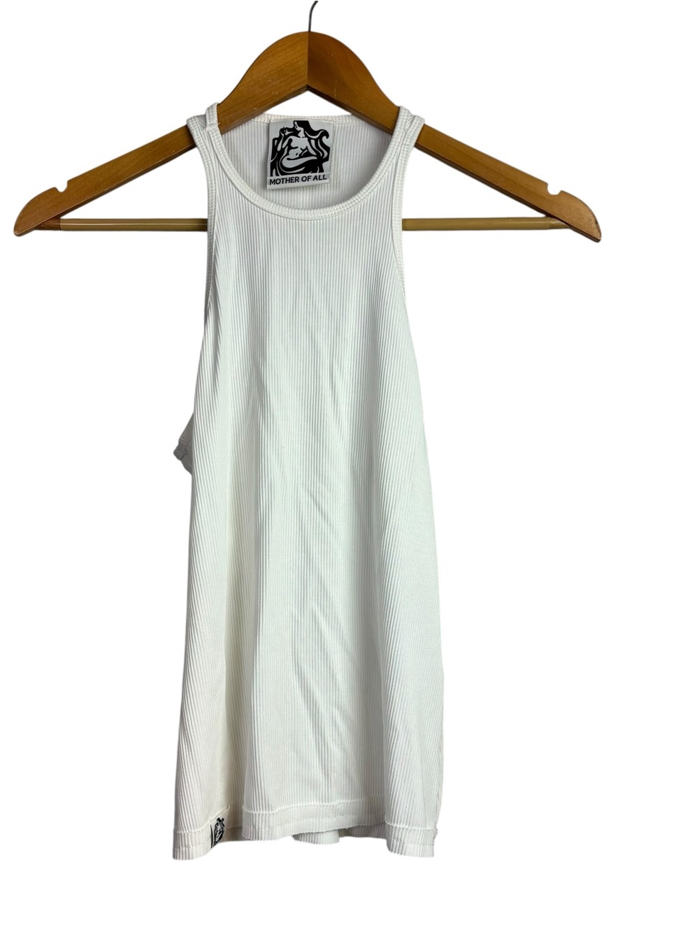 Mother of All ribbed cotton racerback tank top white size M.